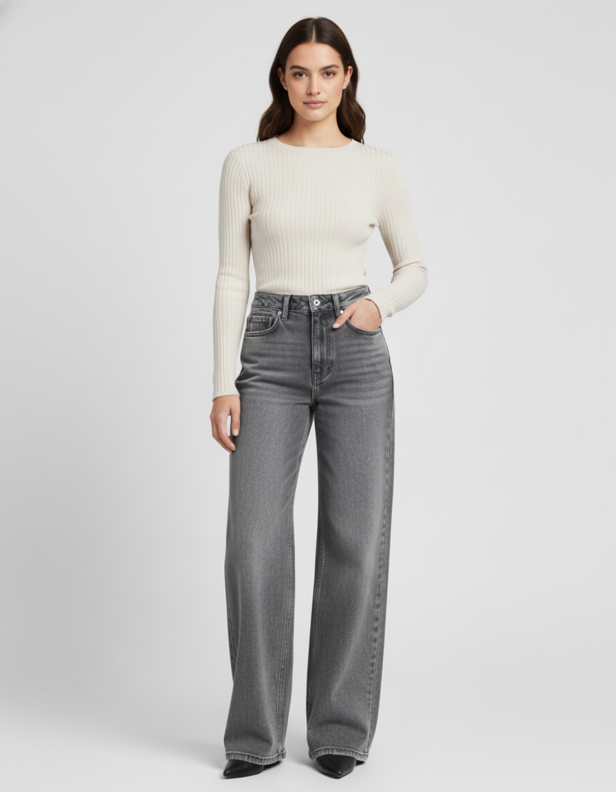 Aitana | Vaqueros Grises Bootcut
